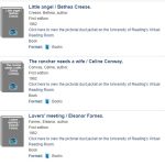 three catalogue records on the University of Reading online catalogue, with links to the Virtual Reading Room